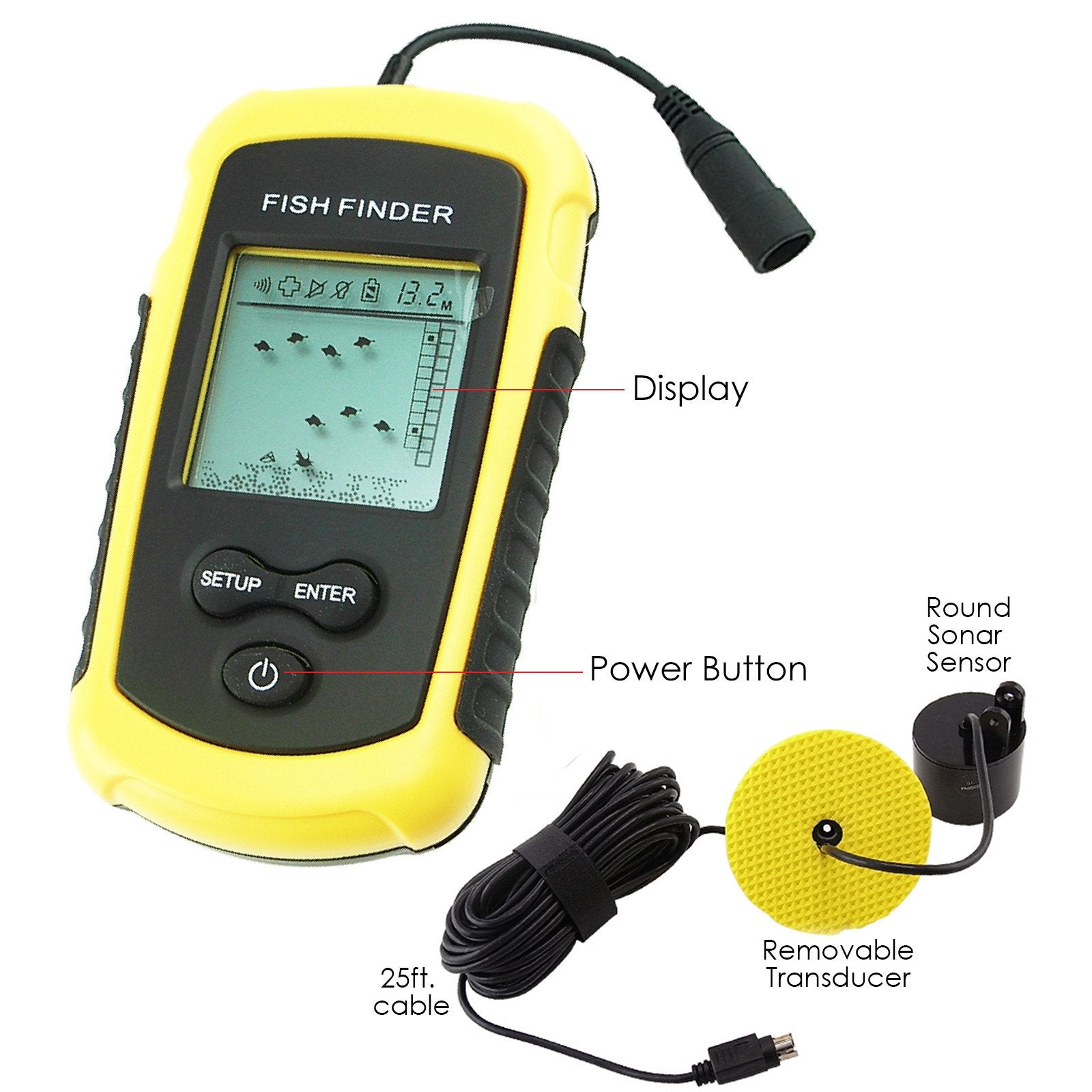 Ff-1108-1 Lucky Wired Fish Finder With 100M Depth Range And 7.5M Cable Sonar Transducer (Fb)