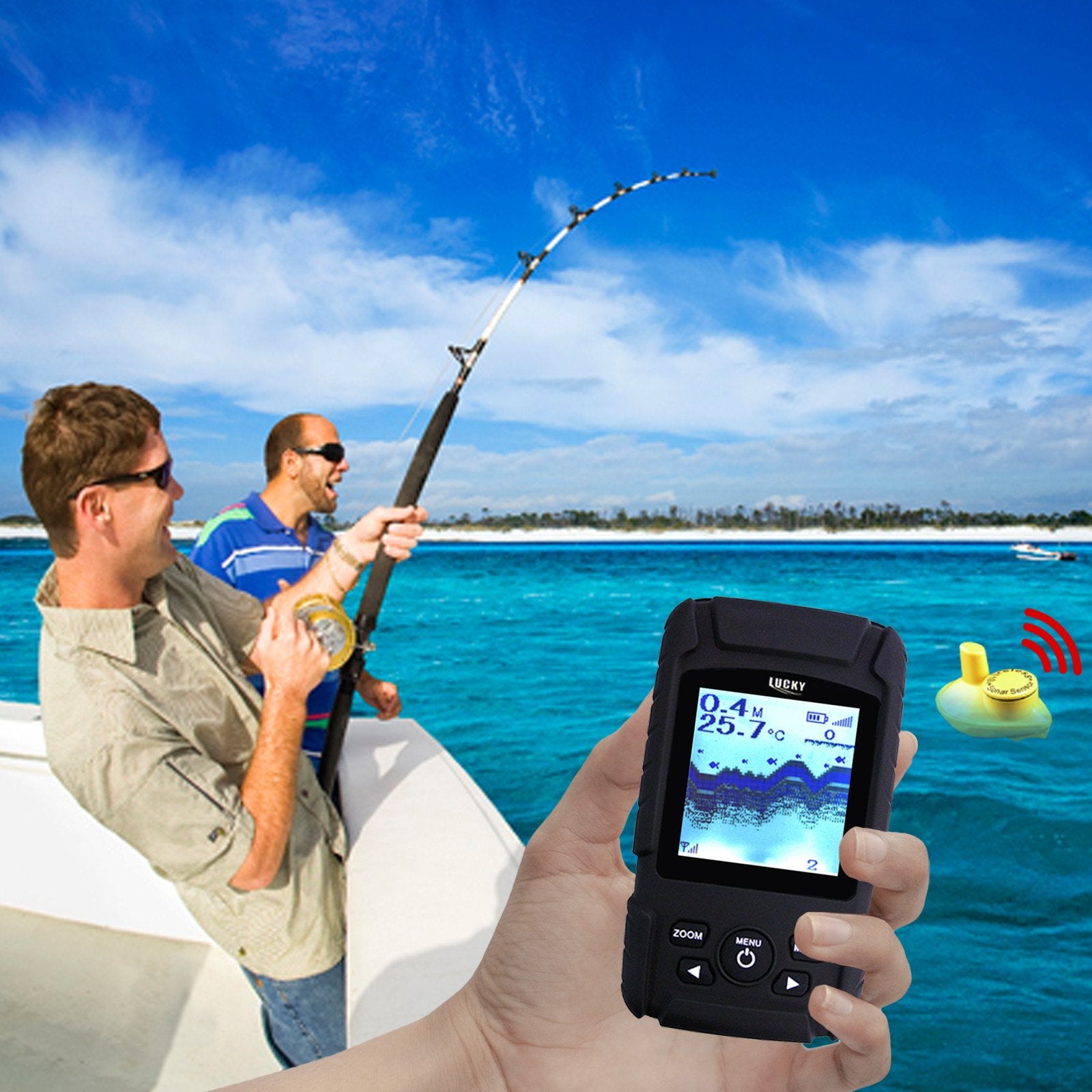 Ff-718Liw_Ru Rechargeable Wireless Fish Finder 40M Depth&180M Operational Range Russian Ver