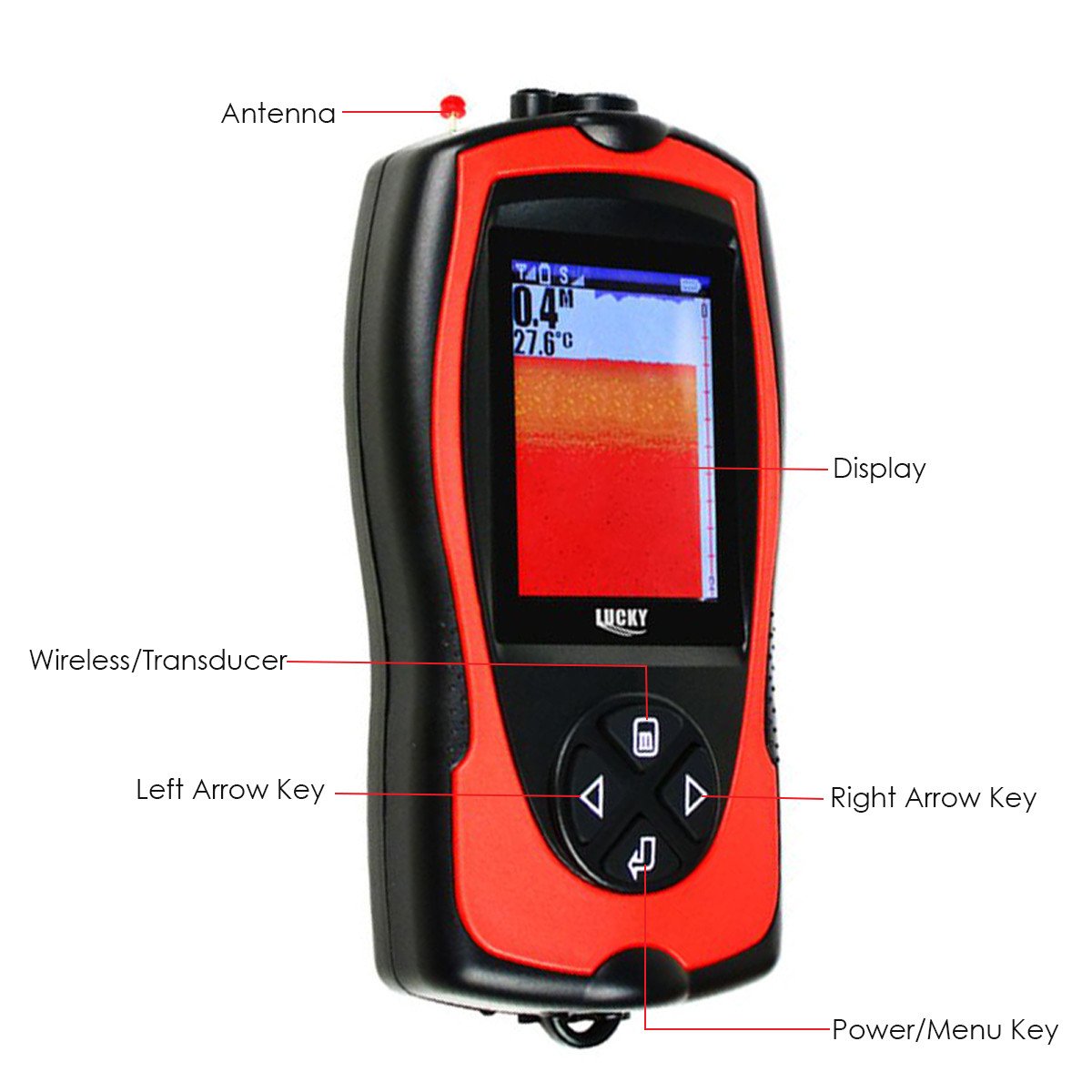 Ff-1108-1Cw Lucky Rechargeable Fish Finder 2~147Ft With Colored Lcd And Wireless Sensor (Fb)