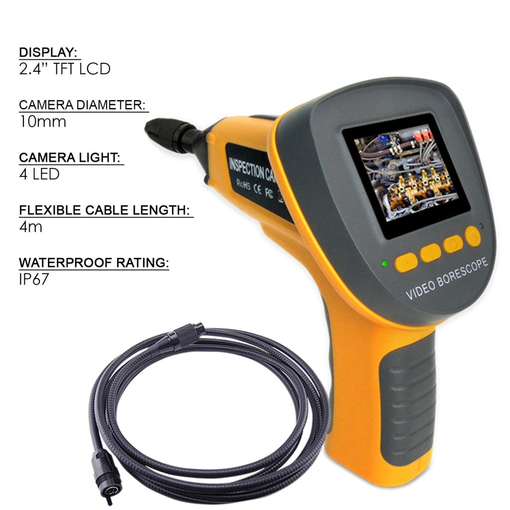 Gain Express C0599F_4M Handheld 2.4  Industrial Visual Inspection Endoscope up to 360°Rotation Borescope + 4m Cable