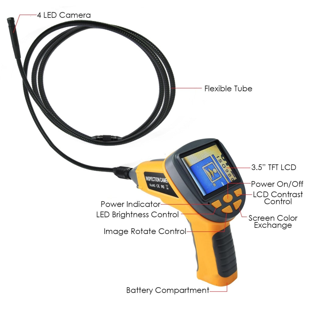 Gain Express C0599H_4M Industrial 4M Cable Camera Borescope Endoscope 10mm LED 3.5