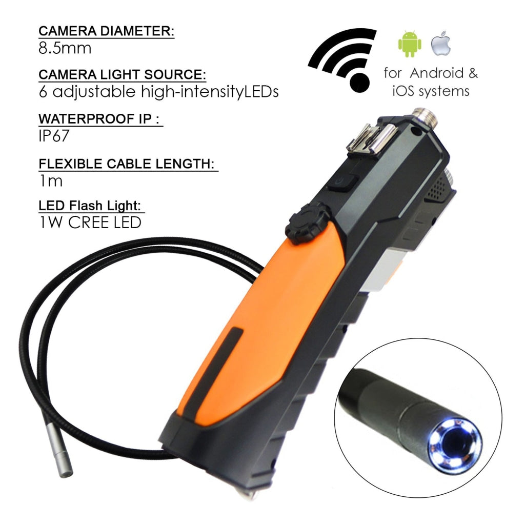 Gain Express N04WF200_HD_1M Waterproof HD WiFi 8.5mm Endoscope Borescope iPad IPhone Android + 1M Cable