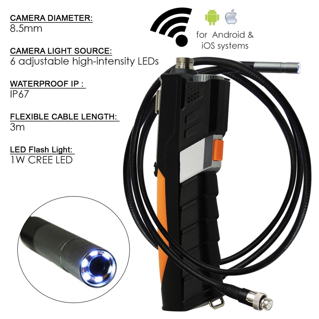 Gain Express N04WF200_HD_3M HD WiFi 8.5mm Endoscope Borescope iPad IPhone Android iOS +3M Cable