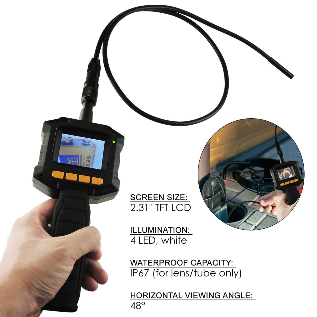 Vid-10 Industrial 2.31 Tft Lcd 8Mm Camera Borescope Endoscope 4 Led Lights Inspection