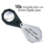Gm10 Mini 10X Jeweler Loupe Magnifier + 6 Led Light 21Mm Lens Jeweller Loupes