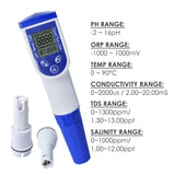 M0199720 6-In-1 Water Tester Combo Pen Ph Orp Ec Tds Salinity & Temperature Quality Meters