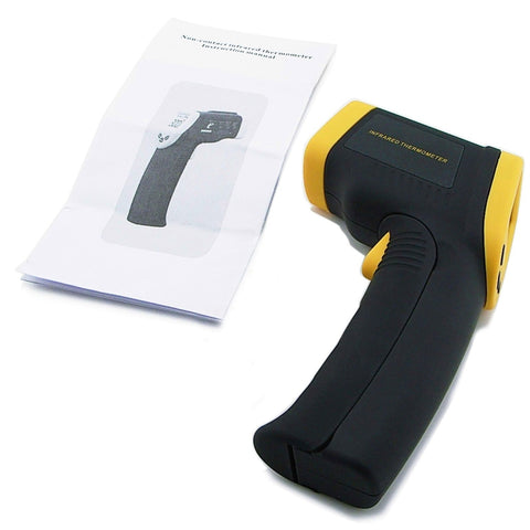 Temperature Gun Non-Contact IR Infrared Digital Thermometer w/ Laser Sight  Handheld Accurate LCD Display, Instant Read -58~ -1202F Range with 9v  Battery, Black Yellow 