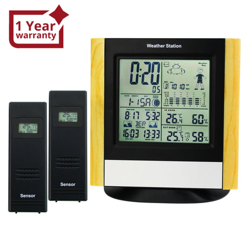 Ws-103_2S Weather Station 2 Wireless Sensors Wwvb Dcf Radio Controlled Clock Thermometer Alarm